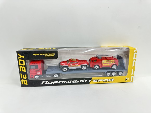 Машинка (металл.) "BeBoy", масштаб 1:87, подвижные элементы, машинки в комплекте, в/к 28,5*8,5*4 см