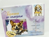 Холст с красками 22х30 см по номерам в коробке (16цв.) Милый щенок с цветами (Арт. Х-2805) Холст с красками 22х30 см по номерам в коробке (16цв.) Милый щенок с цветами (Арт. Х-2805)