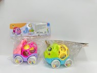 Погремушка на колёсиках, внутри корпуса шар-погремушка, верхняя часть - мягкий ПВХ, в/п 9,5*8*8,5 см